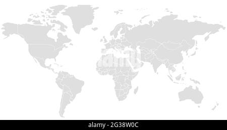 Vereinfachte Weltkarte mit glatten Grenzen Stock Vektor