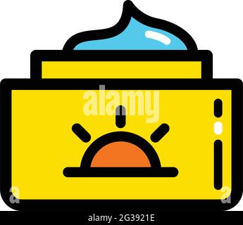 Flaches Symbol in Sonnencreme. Sunblock Vektor-Symbol im einfachen Stil für Web-Design isoliert auf weißem Hintergrund Stock Vektor