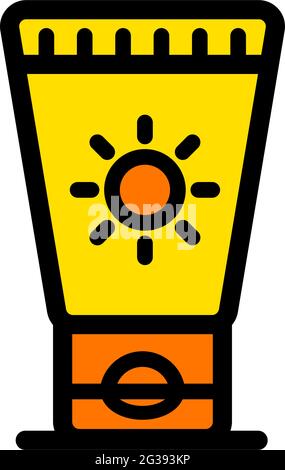 Flaches Symbol in Sonnencreme. Sunblock Vektor-Symbol im einfachen Stil für Web-Design isoliert auf weißem Hintergrund Stock Vektor