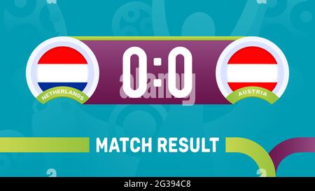 niederlande österreich Spielergebnis, Fußball-Europameisterschaft 2020 Vektorgrafik. Fußball 2020 Meisterschaftsspiel gegen Teams Intro Sport b Stock Vektor