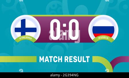 finnland gegen russland Spielergebnis, Fußball-Europameisterschaft 2020 Vektorgrafik. Fußball 2021 Meisterschaftsspiel gegen Teams Intro Sport Bac Stock Vektor