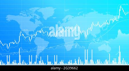 Aktienmarkt- und Börsenchart. Finanzielle Investitionen. Trading Hintergrund. Illustration. Stockfoto