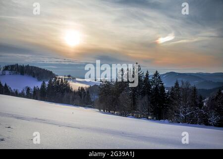 Winterlandschaft in den Bergen von Beskid Tschechien Stockfoto