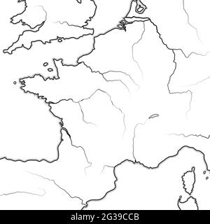 Karte der FRANZÖSISCHEN Länder: Frankreich, Provence, Normandie, Lothringen. Geografische Karte. Stock Vektor