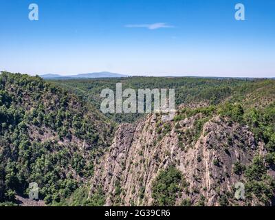 Blick auf die Roßtrappe im Harz Stockfoto