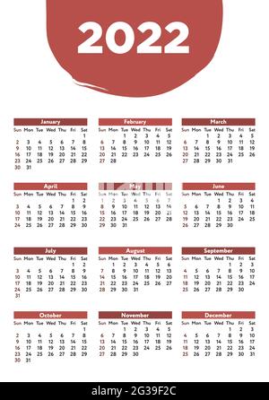 Vektor-Design-Vorlage für Taschenkalender 2022 Stock Vektor