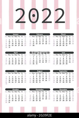 Vorlage für den Jahreskalender 2022 Stock Vektor
