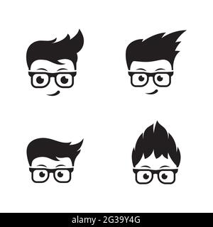 Geek Boy Vektor Symbol Design Illustration Vorlage Stock Vektor