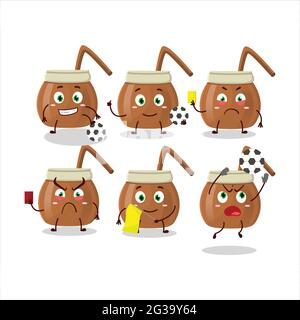 Mate Tee Zeichentrickfigur arbeitet als Fußballschiedsrichter. Vektorgrafik Stock Vektor