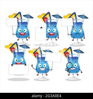 Blue hawaii Cartoon Charakter bringen Informationboard. Vektorgrafik Stock Vektor