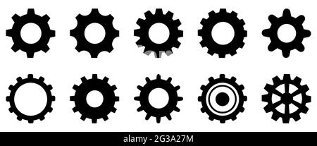 Zahnradgetriebe-Symbol. Satz Zahnräder Stock Vektor