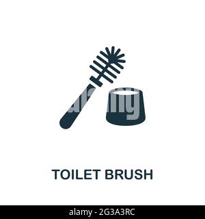 Symbol für Toilettenbürste. Monochromes einfaches Element aus der Housekeeping-Kollektion Creative WC Brush Symbol für Web-Design, Vorlagen, Infografiken und vieles mehr Stock Vektor