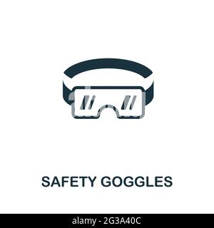 Symbol für Schutzbrillen. Monochromes einfaches Element aus der Fertigungskollektion. Creative Safety Goggles Symbol für Web-Design, Vorlagen, Infografiken und Stock Vektor