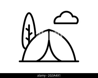 Sommer Zelt einzelne isolierte Symbol mit Umriss Stil Vektor-Design Illustration Stockfoto