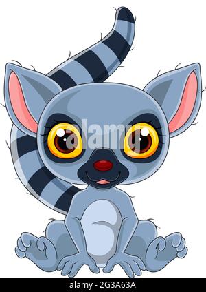 Cartoon niedlichen Baby Lemur sitzen Stock Vektor