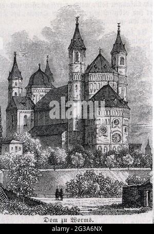 Geographie / Reisen historisch, Deutschland, Städte und Gemeinden, Worms, Kirchen, kathedrale Saint Peter, ARTIST'S COPYRIGHT MUSS NICHT GELÖSCHT WERDEN Stockfoto