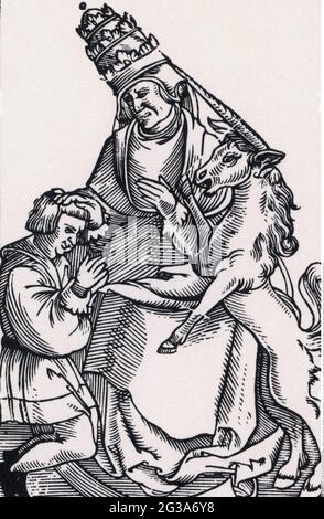 Religion, Christentum, Allegorie, Papsttum, Holzschnitt, Von Joachim Lederlin (1551 - nach 1608), das URHEBERRECHT VON ARTIST's darf NICHT FREIGEGEBEN werden Stockfoto