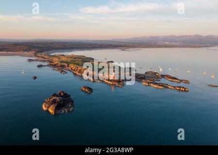 Luftaufnahme von Llanddwyn Island, Anglesey, Nordwales Stockfoto