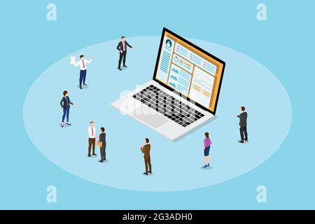 Business People Konzept mit moderner flacher isometrischer Vektorgrafik Stockfoto