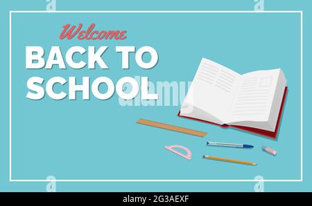 Zurück zur Schule Design mit Schulbedarf. Vektorgrafik. Stock Vektor