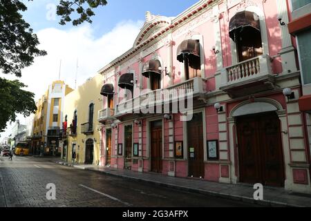 Kolonialgebäude in der Stadt Merida, Mexiko Stockfoto