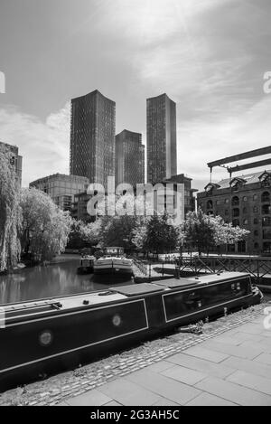 Castlefield Basin und Stadtpark im Zentrum von Manchester, England. Das Hotel liegt rund um die Bridgewater- und Rochdale-Kanäle. Stockfoto