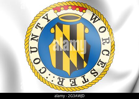 3D-Siegel von Worcester County (Maryland), USA. 3D-Illustration. Stockfoto