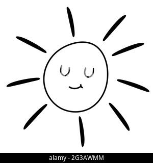 Lustige Sonne. Kinderzeichnung.Vektor-Illustration im Doodle-Stil. Stock Vektor