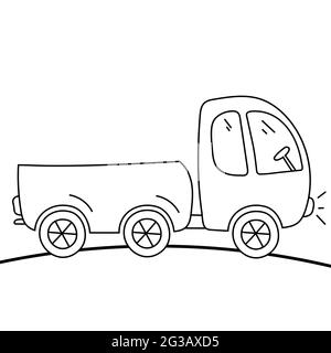 LKW für Kinder Färbung. Illustration im Doodle-Stil. Stock Vektor