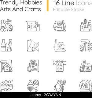 Trending Hobbies lineare Symbole gesetzt Stock Vektor