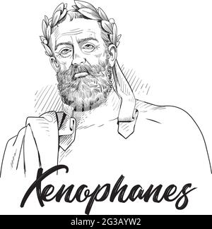 Xenophanes von Colophon war ein griechischer Philosoph, Theologe, Dichter und Kritiker des religiösen Polytheismus. Xenophanes gilt als einer der wichtigsten Stock Vektor