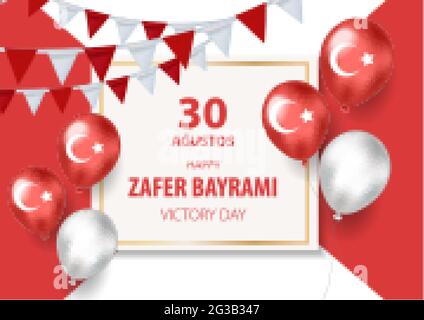 30. august zafer bayrami Tag des Sieges. Übersetzung: 30. August Siegesfeier und Nationalfeiertag in der Türkei. Vektor Stock Vektor