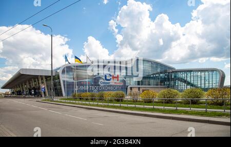 Lviv, Ukraine - 12. Mai 2019: Internationaler Flughafen Lviv Danylo Halytskyi Stockfoto