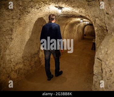 Innenraum des Bombenschutzbunker des Bahnhofs in La Garriga, der während des Spanischen Bürgerkrieges genutzt wurde (Barcelona, Katalonien, Spanien) Stockfoto