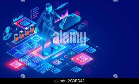 Medizin Internet-Service. Arzt Online-Diagnose von Patienten über digitale Telemedizin-Plattform in Internet-Klinik. Moderne Gesundheitstechnologie Stock Vektor