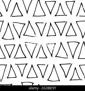 Nahtloses geometrisches Vektormuster. Handgezeichnete Umrisse, die auf weißem Hintergrund isoliert sind. Ornamentlinien. Illustration für Tapete, Verpackung Pap Stock Vektor