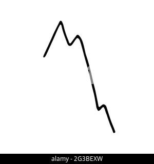 Verkleinert Diagramme, die auf weißem Hintergrund isoliert sind. Handgezeichnetes Diagramm des Finanzhandels an der Börse. Symbol für die Diagrammlinie, Finanzen und Banken, Zeichen für Abnahme. Ve Stock Vektor