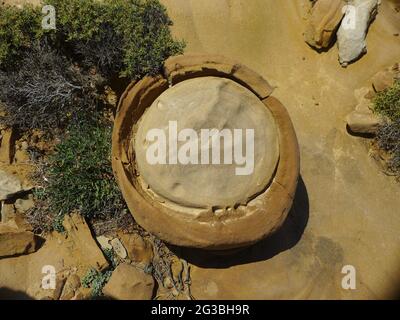 Vulkanische Sedimentformationen auf der Insel Lemnos, Ägäis, Griechenland Stockfoto