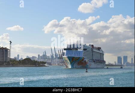 Norwegian Cruise Line ab Miami Port, South Florida, USA Stockfoto