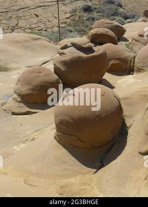 Vulkanische Sedimentformationen auf der Insel Lemnos, Ägäis, Griechenland Stockfoto