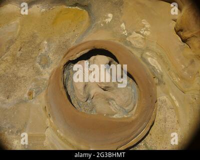 Vulkanische Sedimentformationen auf der Insel Lemnos, Ägäis, Griechenland Stockfoto