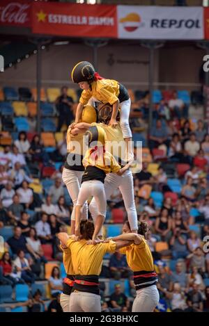 Castells (menschliche Türme) Wettbewerb in Tarragona im Jahr 2018 (Katalonien, Spanien) ESP: Concurso de Castells de Tarragona 2018 (Cataluña, España) Stockfoto