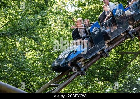 Fotoserie von Duinrell Theme Park The Netherlands inc Flacon, libb Wild Wings Splash Summer vaction Fun Stockfoto