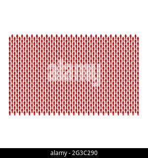 Menschenmenge in Form eines Rechtecks. Große Personengruppe. Stick Figur rot einfache Symbole. Vektorgrafik. Stock Vektor