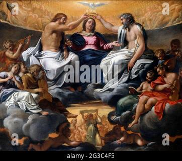 Die Krönung der Jungfrau von Annibale Carracci (1560-1609), Öl auf Leinwand, c. 1595 Stockfoto