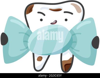 Ein Zahn mit Karies mag Süßigkeiten. Stock Vektor