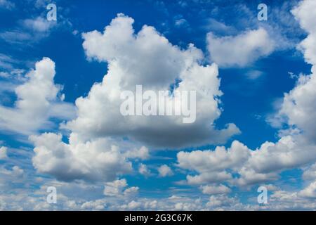 Cumulus-Wolken am blauen Himmel Stockfoto