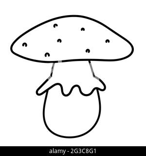 Giftiger Pilz. Amanita, Zehenhocker. Vektorgrafik im Doodle-Stil. Stock Vektor