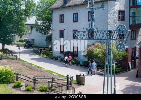 Terrebonne, Quebec, Kanada - 11. Juni 2021: Alte Gebäude der Ile-des-Moulins Stockfoto