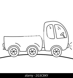 LKW für Kinder Färbung. Illustration im Doodle-Stil. Stock Vektor